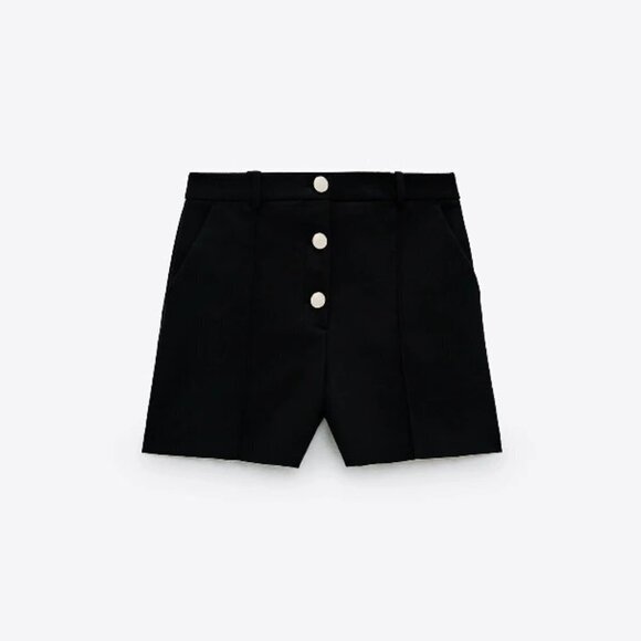NWT Zara black high waisted buttoned front tailored Bermuda shorts, L - Picture 5 of 13